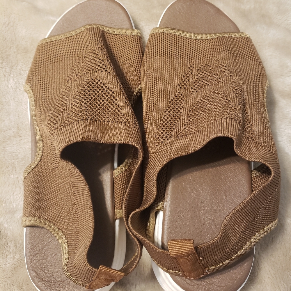 Tan Mesh Sandals size 10.
